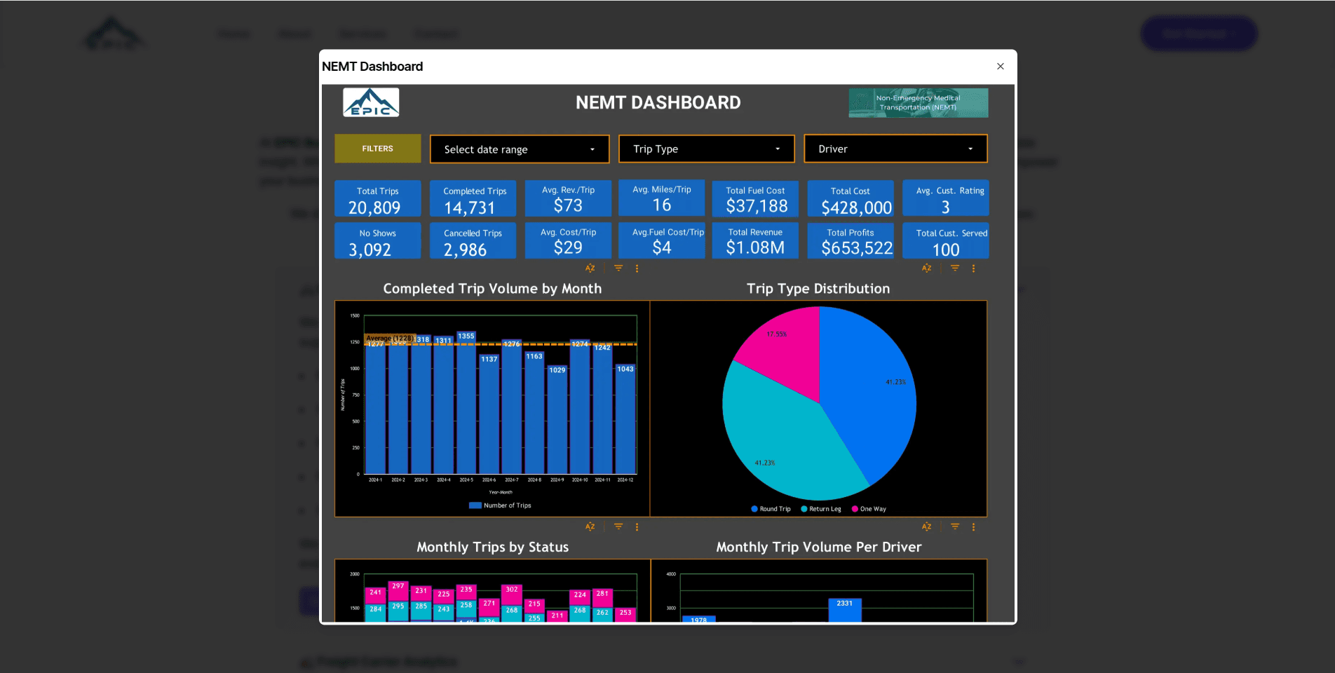 Epic Business Intelegence project screenshot 4